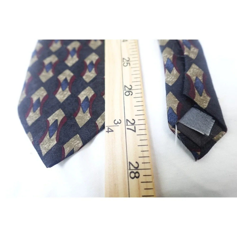 Puritan Tie Black Gold Red Diamond Pattern Vintage 90s Mens Necktie‎ Classic